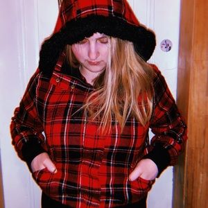 Plaid red & black jacket!